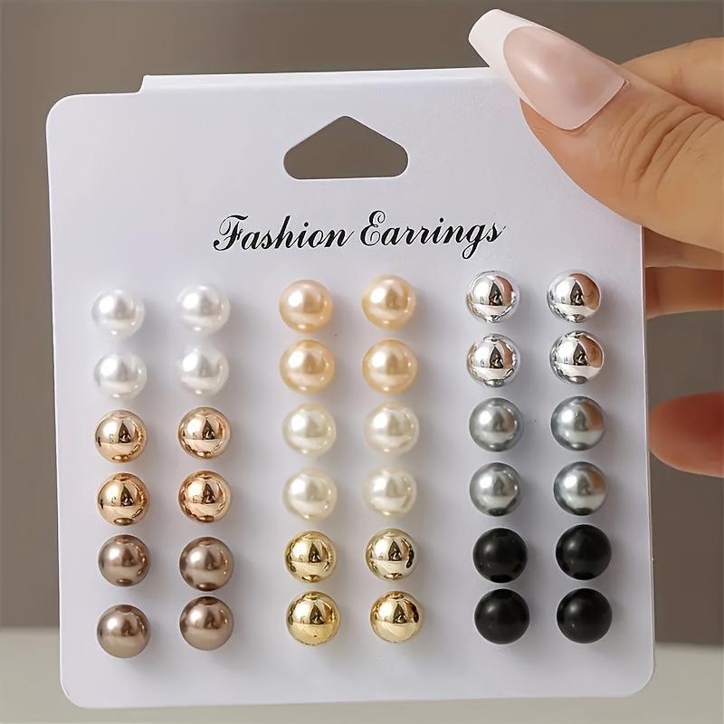 For simple summer women's colorful pearl stud earrings set party matching girl earrings earrings