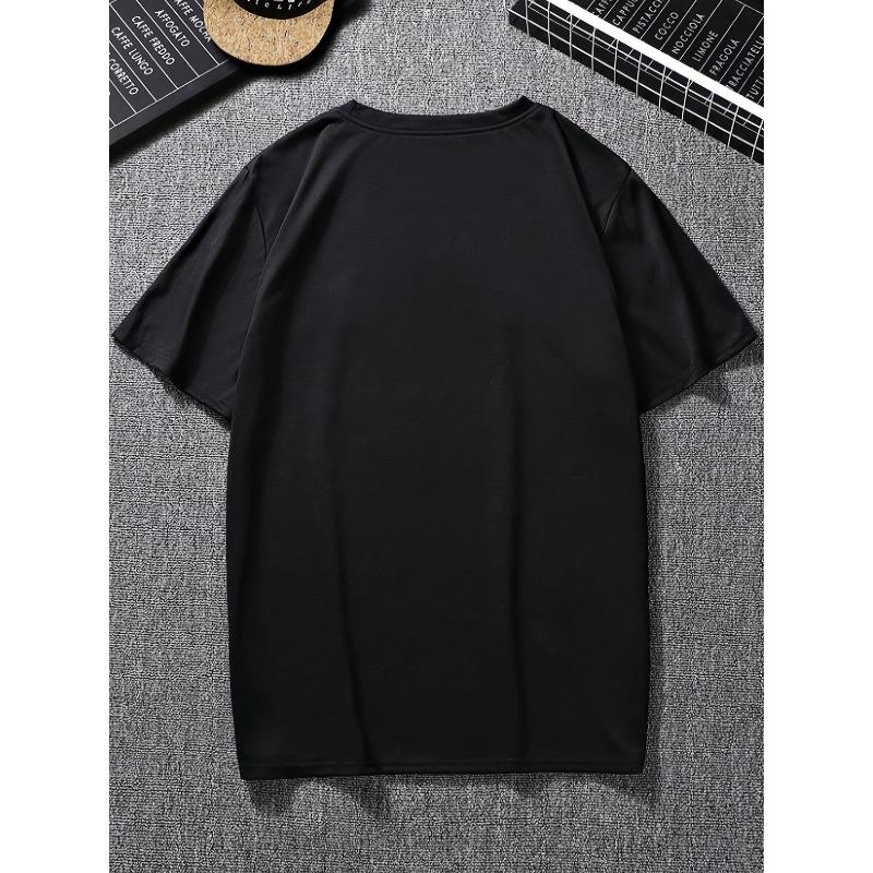 European Sizes Men'S Stylish Print T-Shirt Crew Neck Casual Tee Tops For Men Comfortable Regular Fit