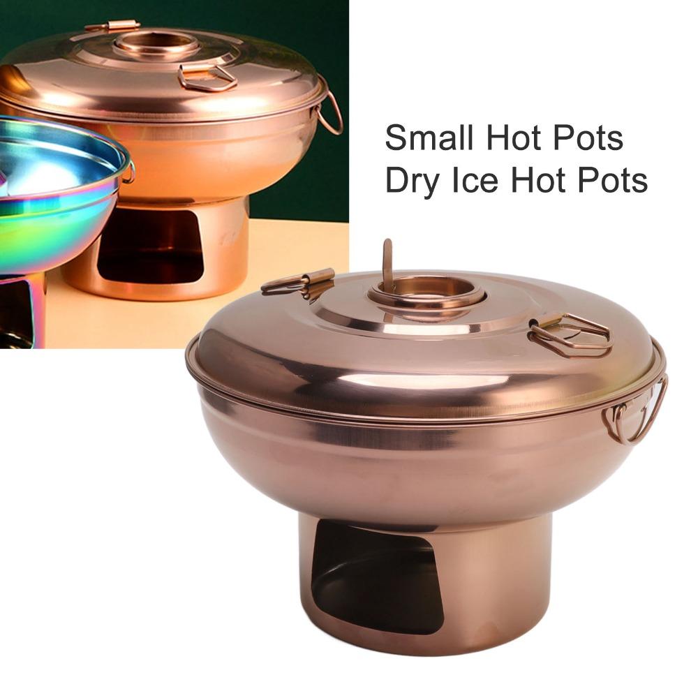 Rose Gold Dry Ice Hot Pot 410 Stainless Steel Dessert Fondue Pot Chinese Hot Pot  Home Kitchen