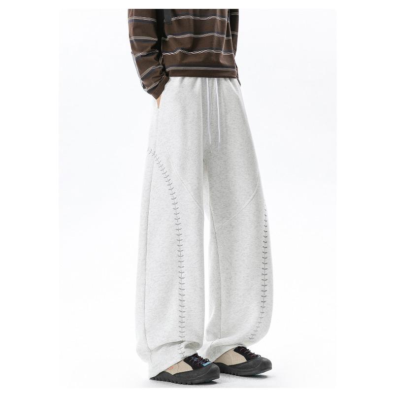 American contrasting color embroidered sports casual pants men's autumn profile scimitar pants retro loose long pants