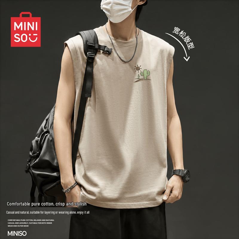 MINISO Men's American Retro Cotton Sleeveless T-Shirt