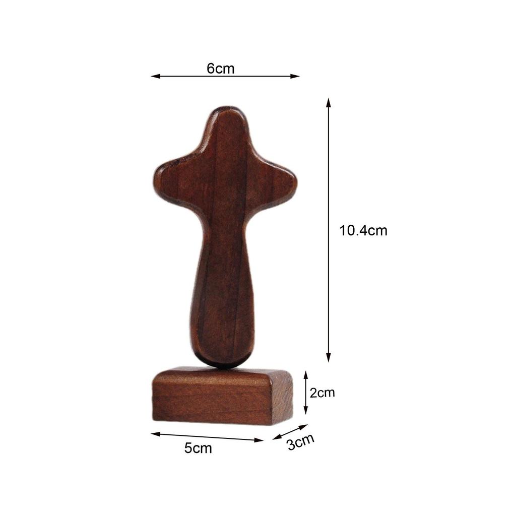 Cross Statue Collectible Gift Decorative Wood Figurine Tabletop Ornament for Living Room Desk Housewarming Bedroom Bookshelf