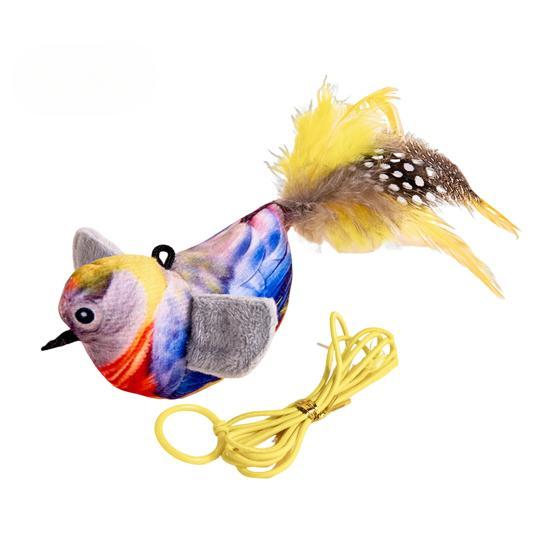 

Игрушка для кошек «Щебечущая птица», интерактивная симуляция, электрическая птица, активируемая прикосновением, плюшевая птица, дразнилка для кошек и собак, живущих в помещении жёлтый
