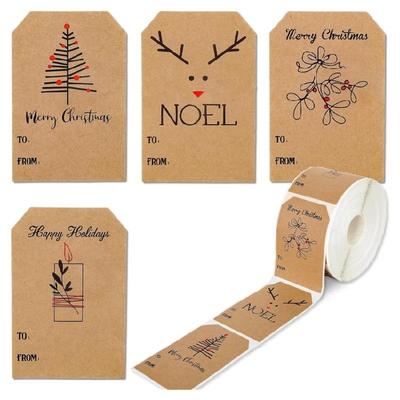 200Pcs Christmas Decorative Sticker 5x7.5cm Adhesive Wrapping Labels Holiday Packaging Sticker for Seal Envelope Card