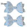 Sparkly Hair Bows for Children 2Pcs Solid Color Glitter Bow Clip Girls, Double Layer Sparkling Cute Barrettes Little Girls Hairpin, Decorative