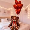 Bow Bear Aluminum Film Balloon Set Brown Bear Balloon Heart shaped Balloon for Birthday, Wedding, Shower, Anniversary Decoration