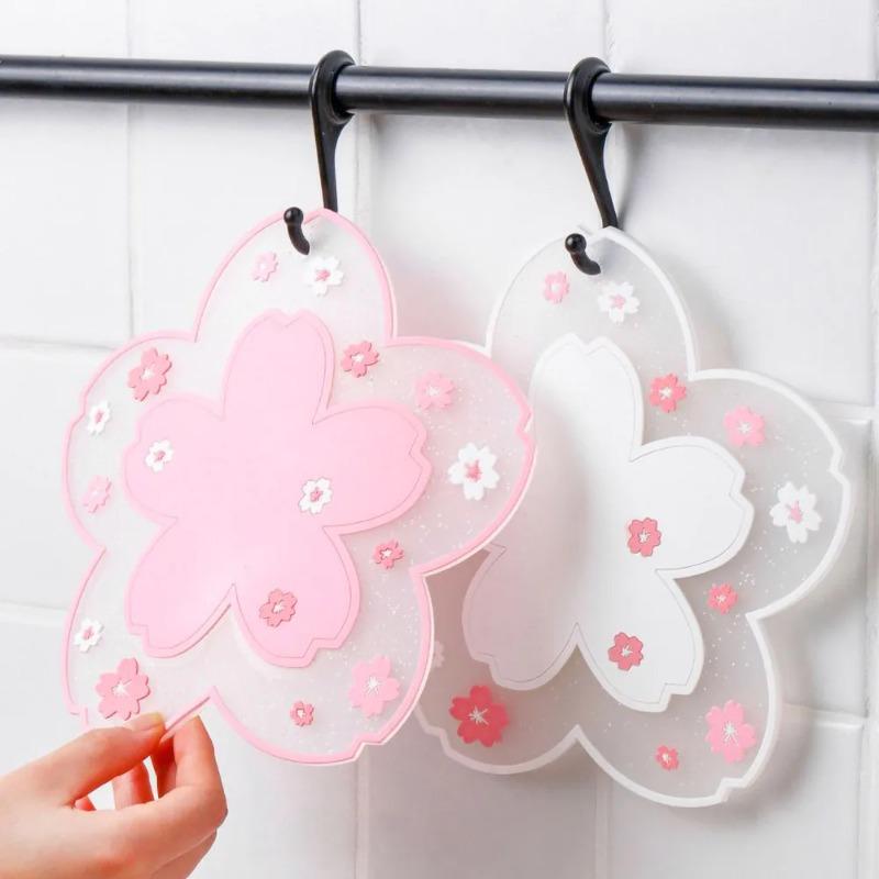 Cherry Blossom Shaped Heat Resistant Trivet Cute Sakura Design Table Mat for Hot Dishes Home Kitchen