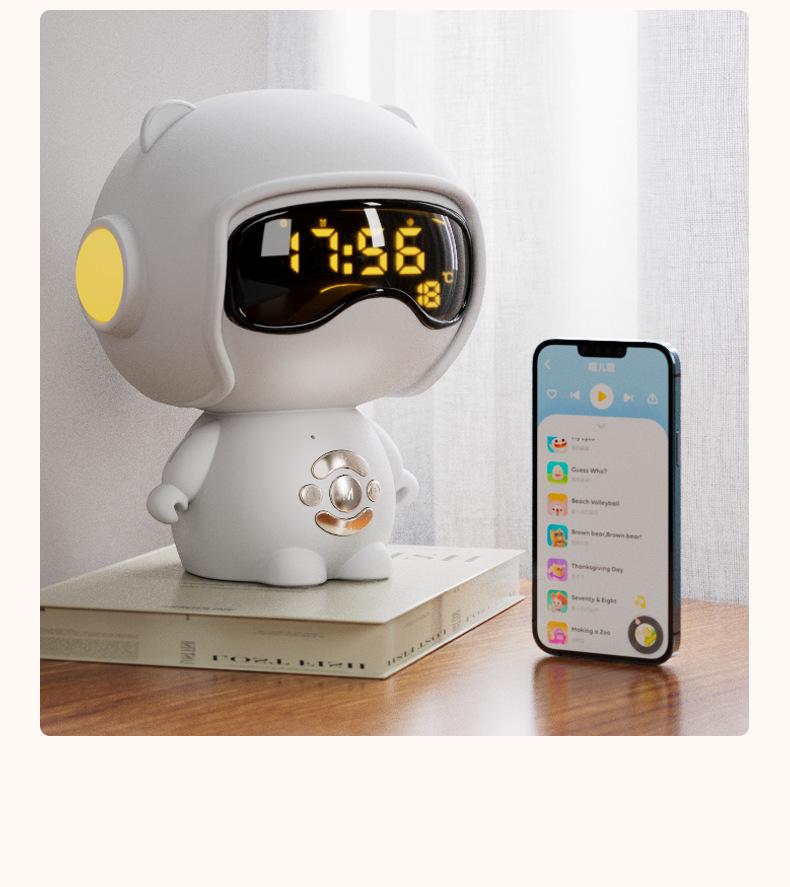 Smart Bluetooth Speaker with Voice Control, Alarm Clock, TF Card, and Ambient Light