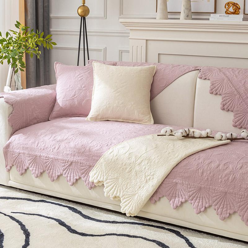 

Pink Cotton Sofa Cushion Universal In All Seasons, Simple Modern Fabric Non-Slip Solid Wood Quilting Mat, Pure Cotton Cover In Summer 70*70cm