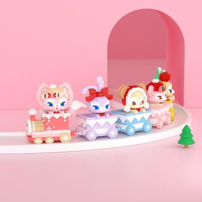 Kawaii Train Disney LinaBell Gelatoni Micro Building Blocks Funny Duffy ShellieMay Mini Diamond Brick Model Toys For Kids Gift