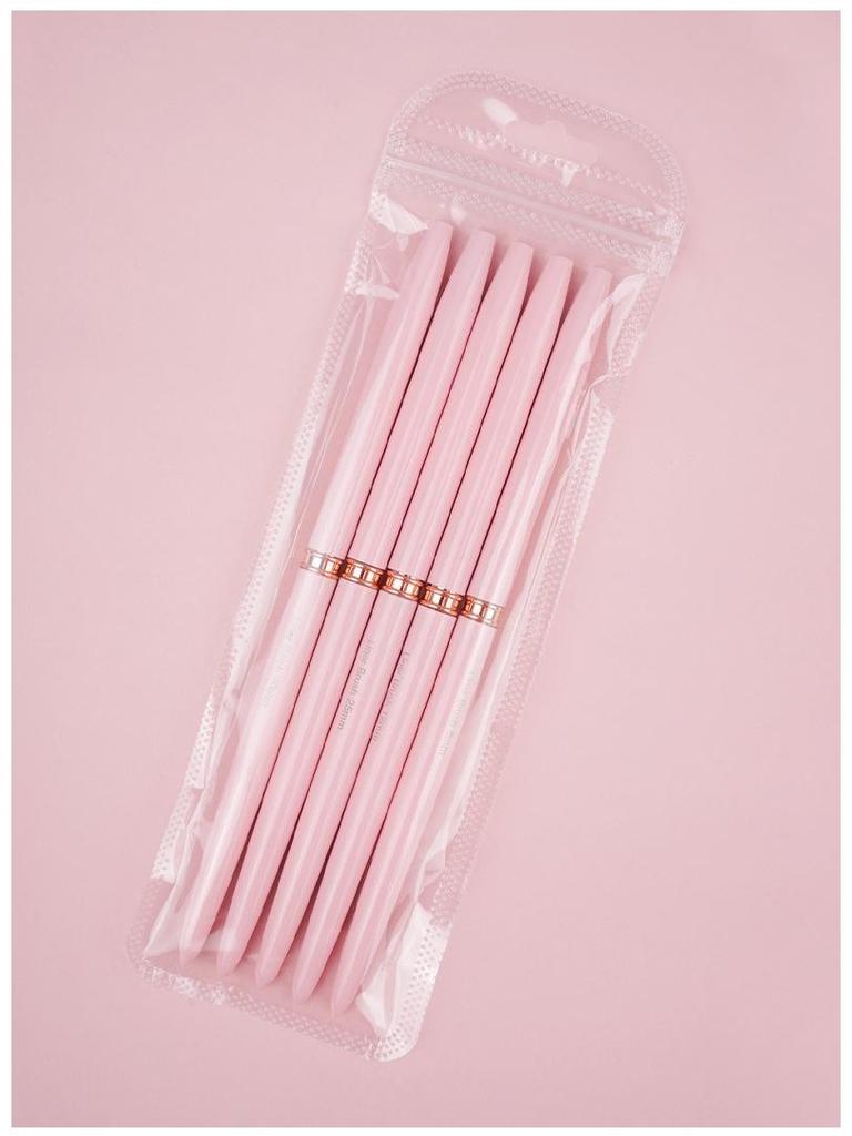 Pink Extra-Fine Liner Nail Art Brush Set with Flower Hook and Needle