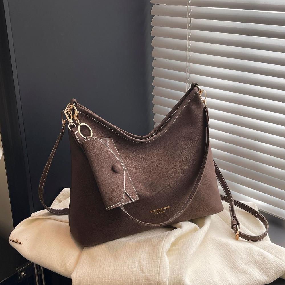

Retro Suede Shoulder Bag with Small Bag Large Capacity Underarm Bags Handbags