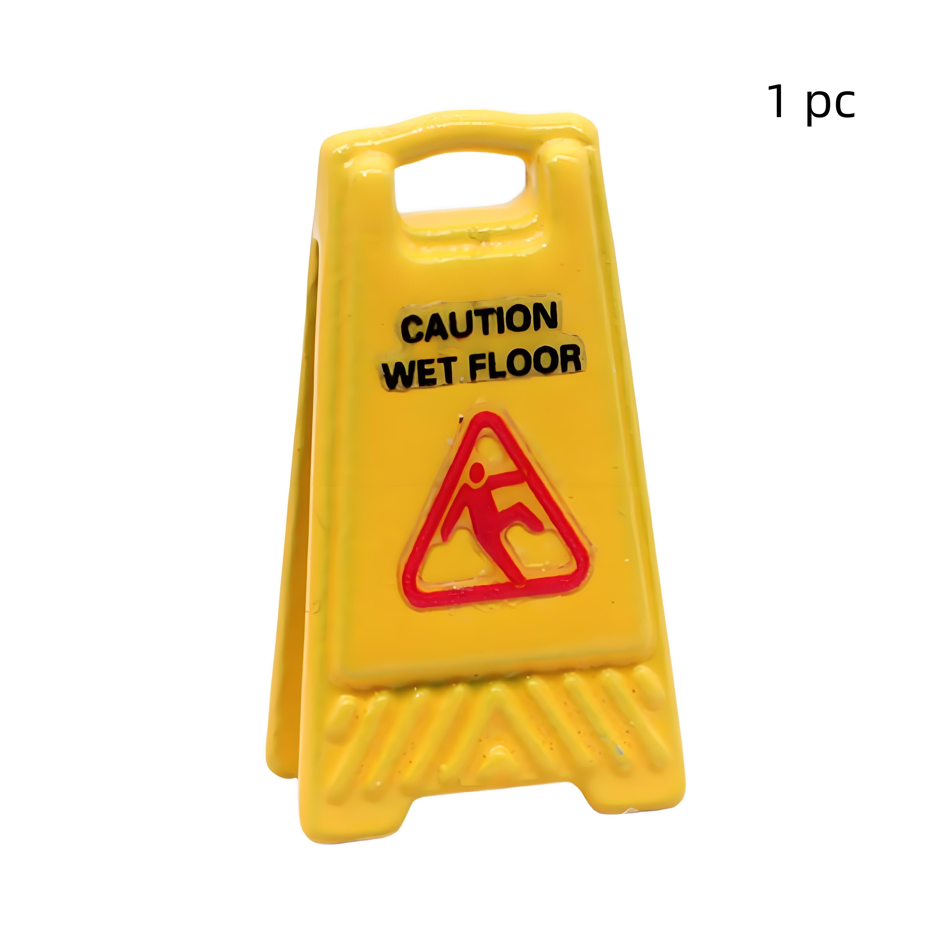 

10Pcs Mini Yellow Warning Sign Wet Floor Warning Signs No Parking For Role Play Education Enhance Interior Safety Awareness
