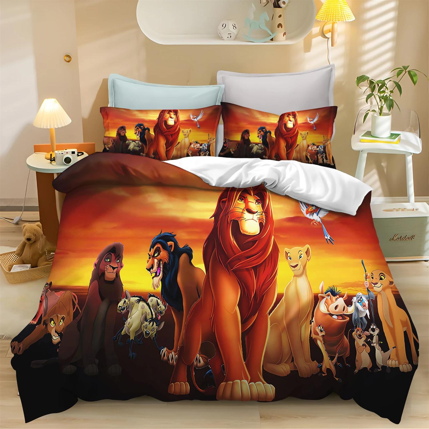 

Lion King Simba 3D Printed Bedding Set, Anime Lion King Duvet Cover Pillowcases for Girl Boy Gift Single Double Full King Size 135x200cm