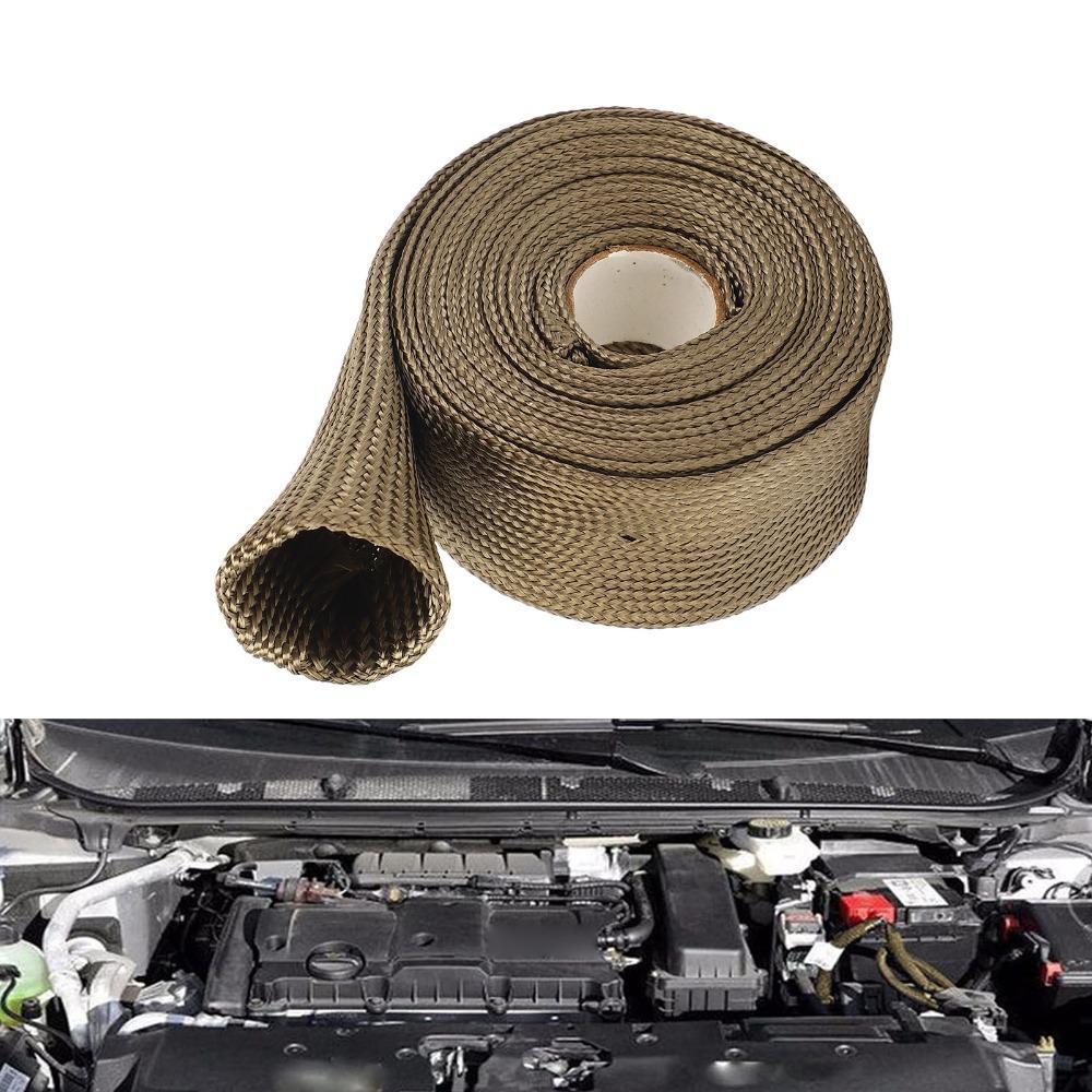 Durable Basalt Fiber Heat Shield Sleeve Fireproof Heat Proof Fuel Line Heat Shield Adjustable Exhaust Pipe Wrap Auto Wire Loom