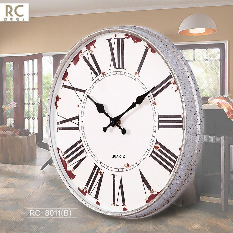 European Retro Wall Clock Silent Shabby Chic Clocks Mechanism Wall Watches Home Decor Clocks Living Room Bedroom Saat Gift Idea