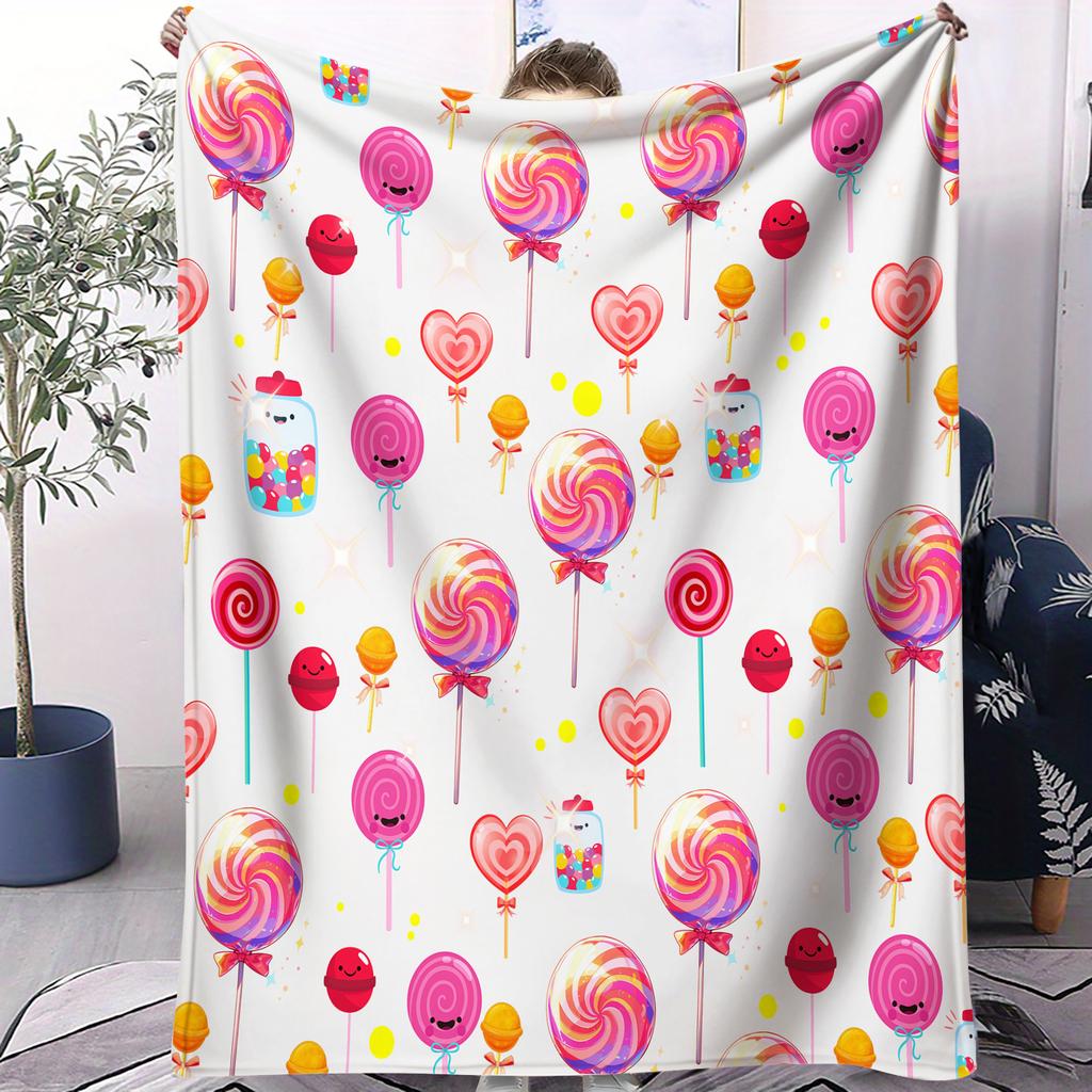 Viral Sweet Style  Lollipop Printed Pattern Blanket Soft And Comfortable Small Cover Blanket Suitable For Car Dormitorie Office
