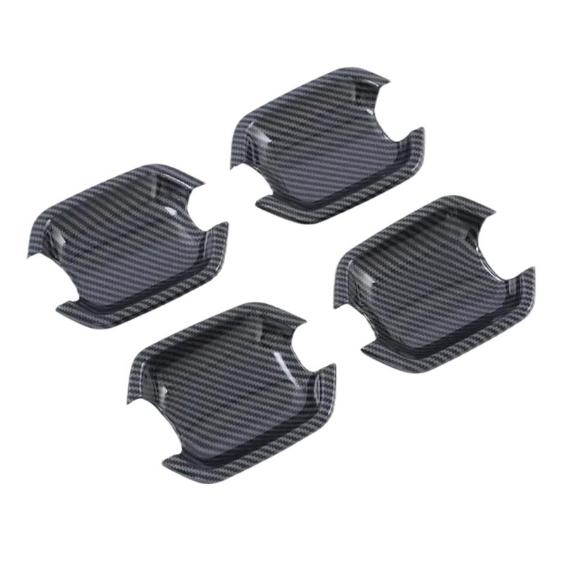 Car Upgrade Chrome Silver Carbon Fiber Door Bowl Handle Cover For Mitsubishi Pajero Cars Accessories