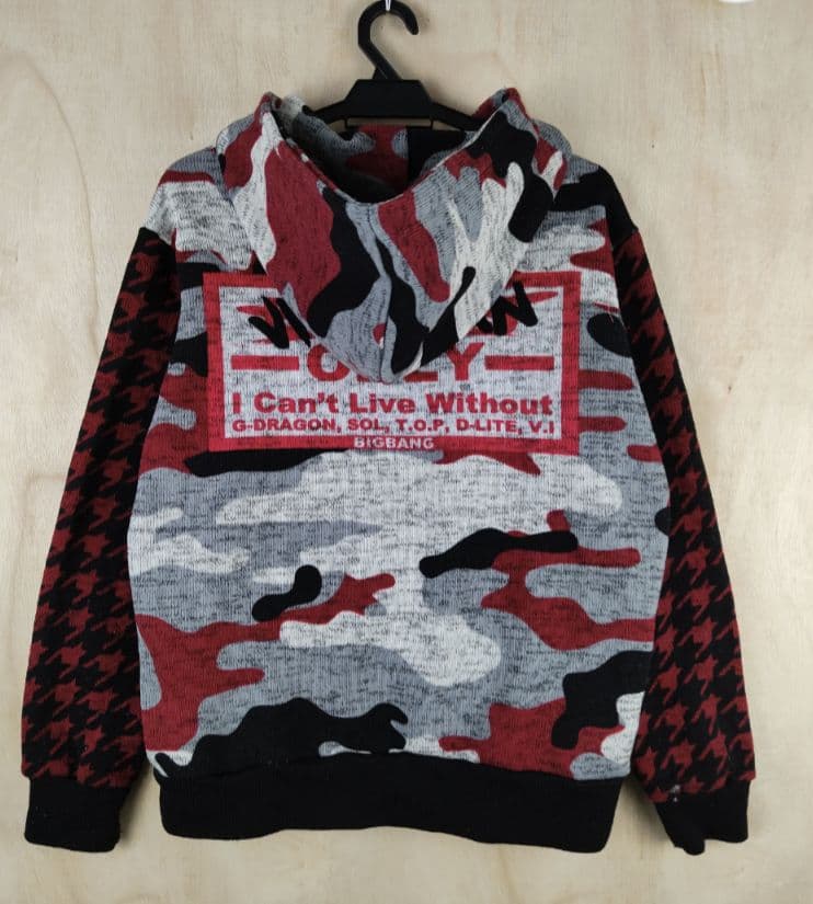 [USED] BIGBANG Official Knit Hoodie (L) Camouflage X Houndstooth G-DRAGON
