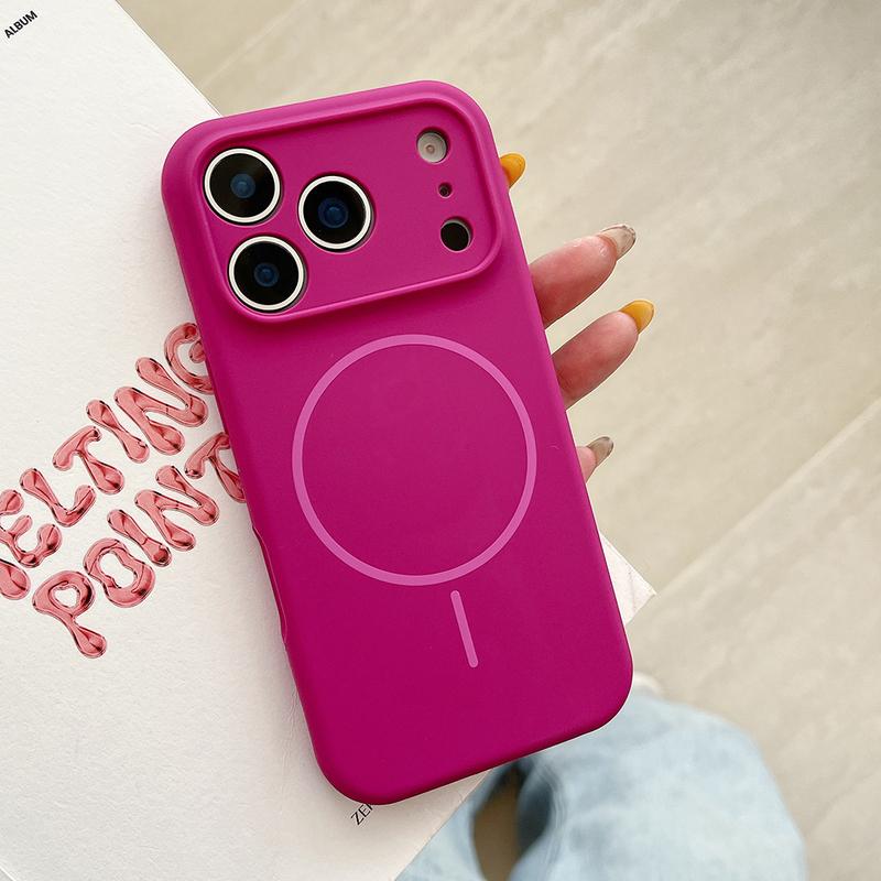 For Magsafe Magnetic Wireless Charging Luxury Solid Color Silicone Lens Protection Phone Case For iPhone17 Air 16 15 Pro Max