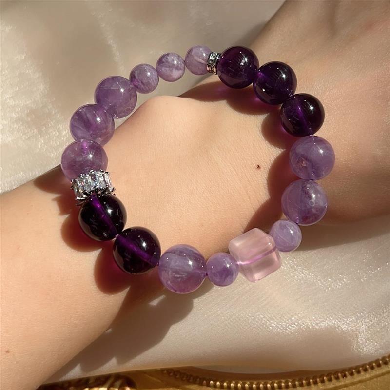 Rhythmic Purple Crystal Bracelet: Qixi Limited Edition with Nine Purple Li Fire Beads - Women's Douyin Style