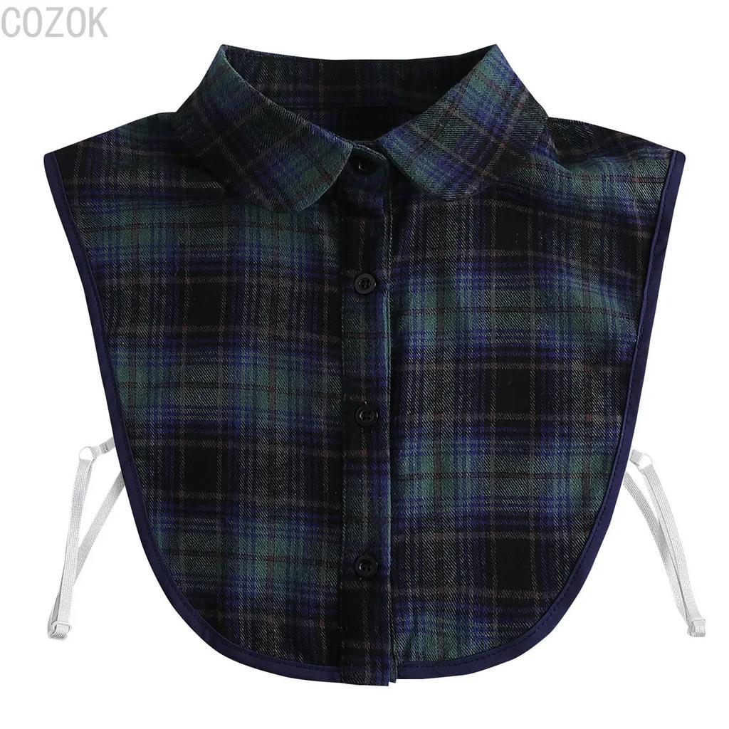 Damen Falscher Kragen Kariertes Hemd Abnehmbare Kragen Einfarbiges Hemd Damenkragen Weiß Mädchen Oberteil Kleidung Dickey-Kragen