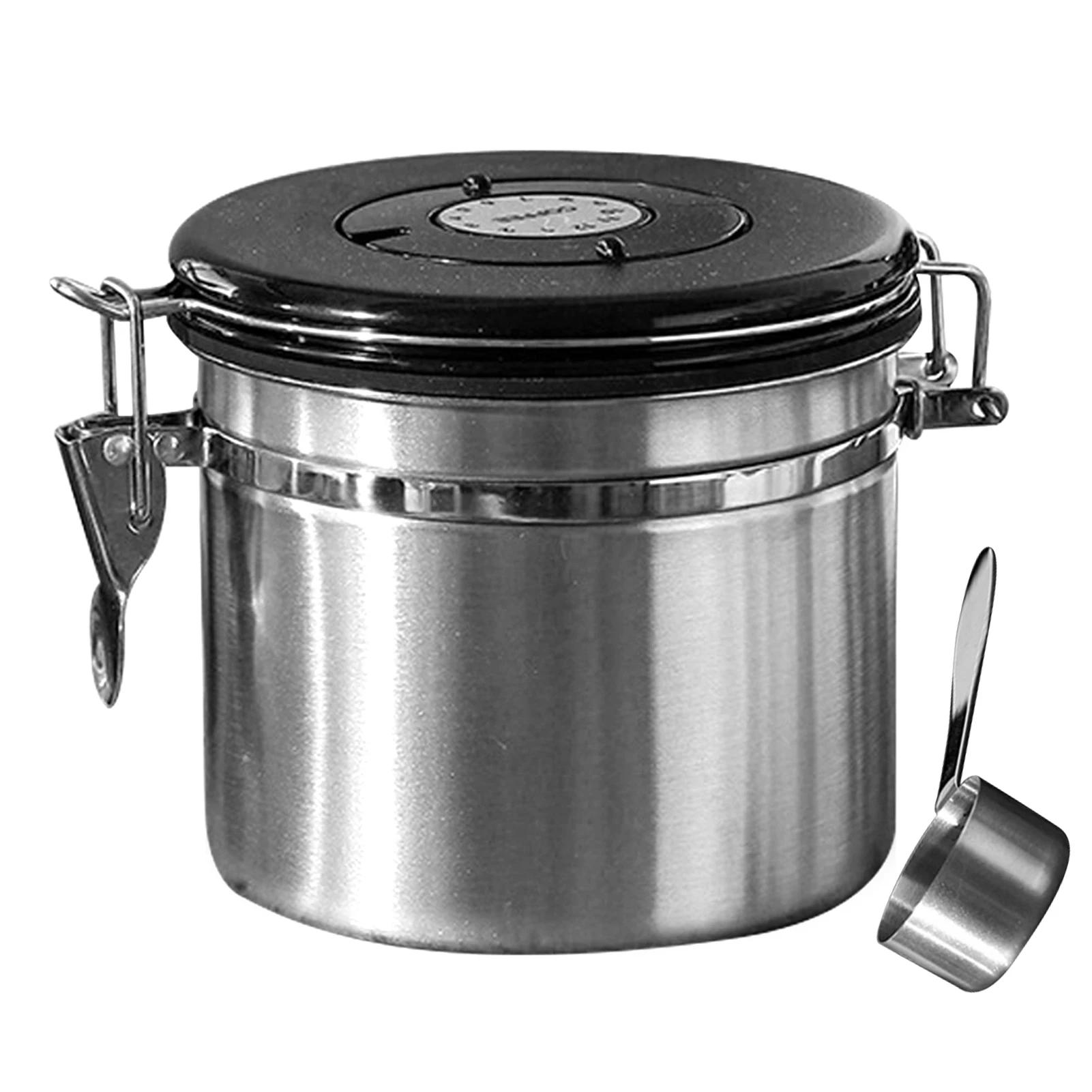 Coffee Beans Vacuum Sealed Jug,Stainless Steel Food Airtight Container for Kitchenware,Portable Grain Storage Can for Kitchen серебряный