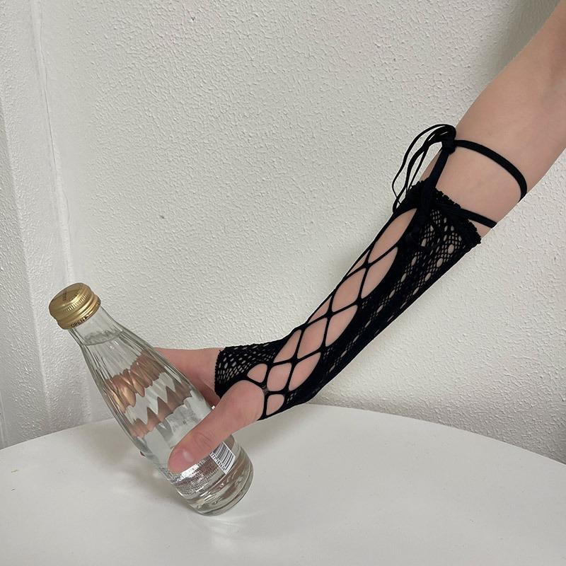 Maniche Anti-Scottatura Y2K Donna Estate Protezione Solare Acetato Maniche Lunghe con Cinturino Cosplay Lolita Guanti Copribraccia Accessori Abito Manica con Laccetti Fai-da-te