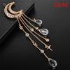 Retro Women Rhinestone Inlaid Moon Tassel Clip Hairpin Pendant Hair Jewelry Gift