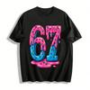 Fun Frosting Number 67 Print Casual Short Sleeve T-Shirt Pure Cotton T-shirt