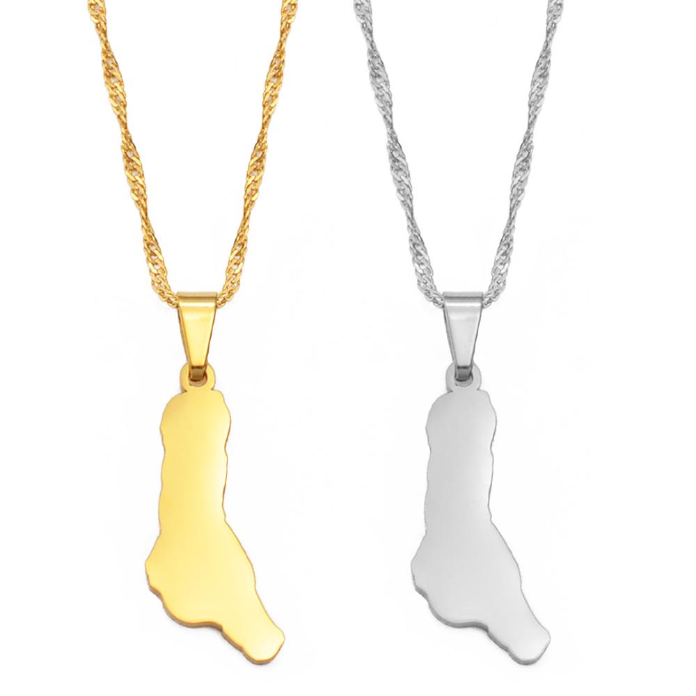 Anniyo Comoros Moroni Union of Comoros Map Pendant Necklaces Grande Comore Silver Color/Gold Union des Comores Jewelry #266121