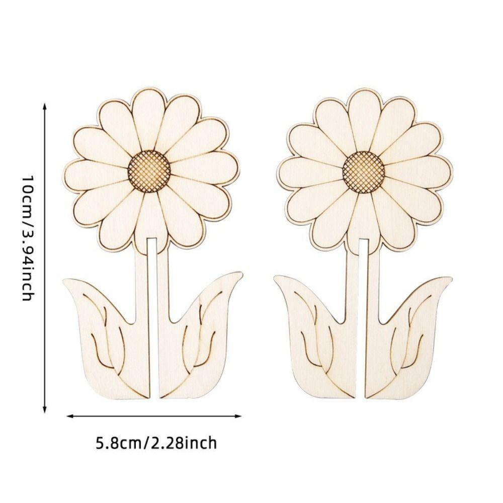 10pcs/set Wooden DIY Tulip Shape Assembly Tulip Shape Sunflower Wood Pieces Combination Set Rose Flower Handmade