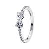 Bow Shaped 925 Silver Cubic Zirconia Ring Women Ring 193510C02