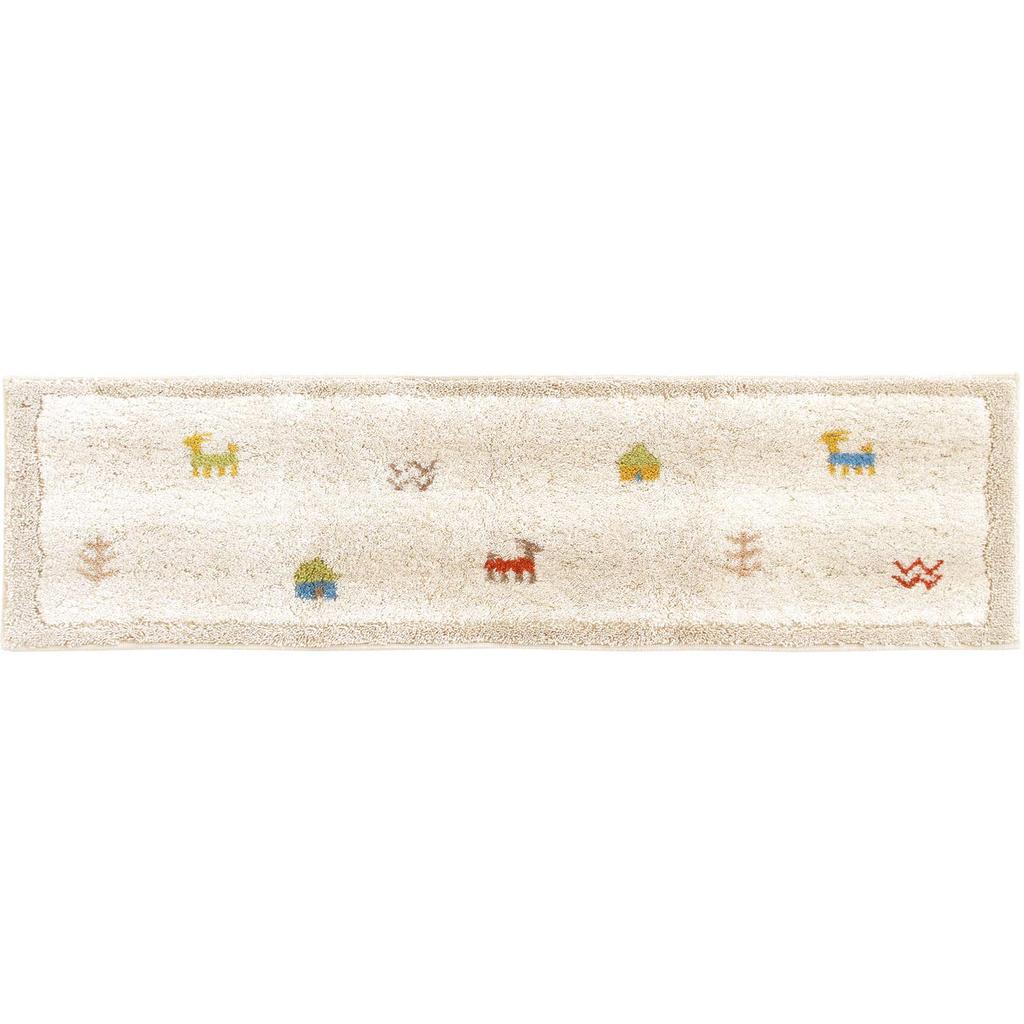 OKA Entrance Mat, Beige, Approx. 30cm x 110cm, Washable, Corner Adsorption, Gabe, Adsorption, Non-Slip
