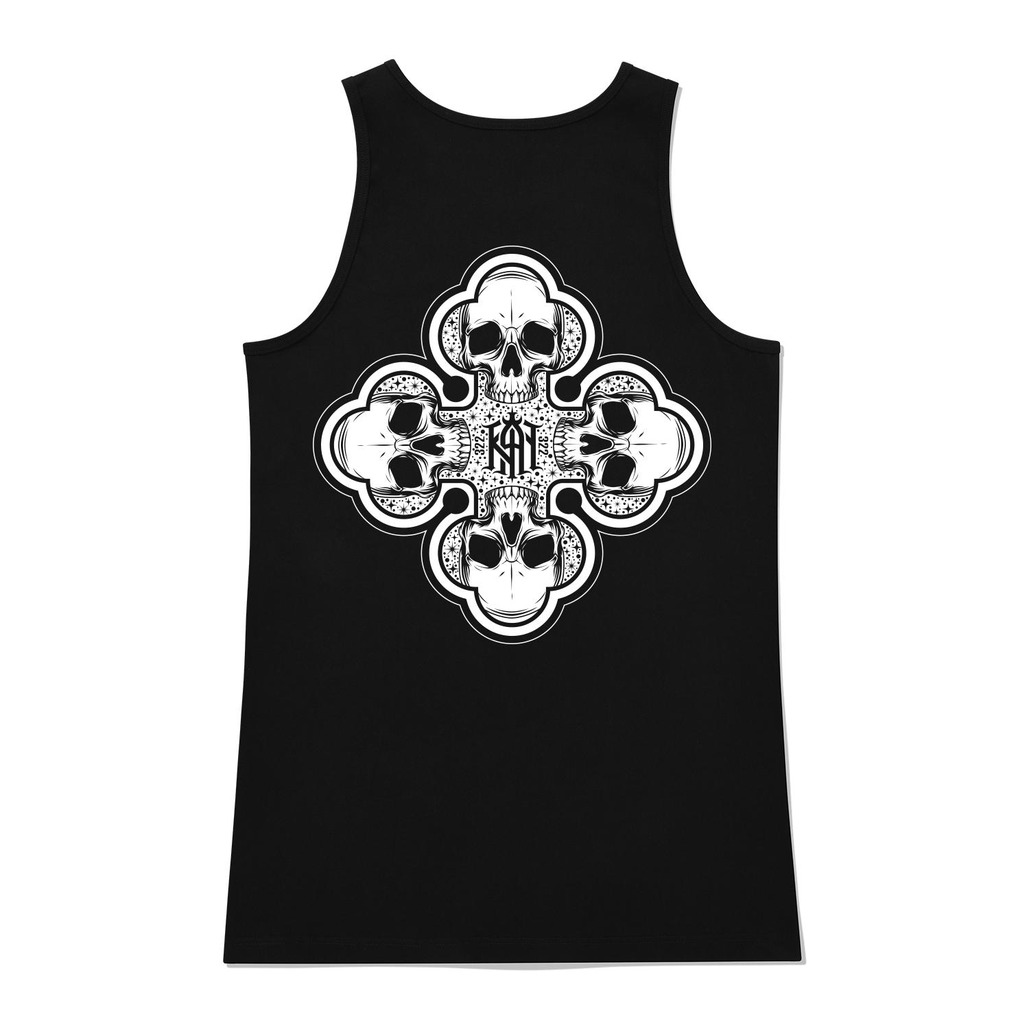 Khan 6312 Ksb0127 Skull Group 322 Long Sleeveless - Black Black/L