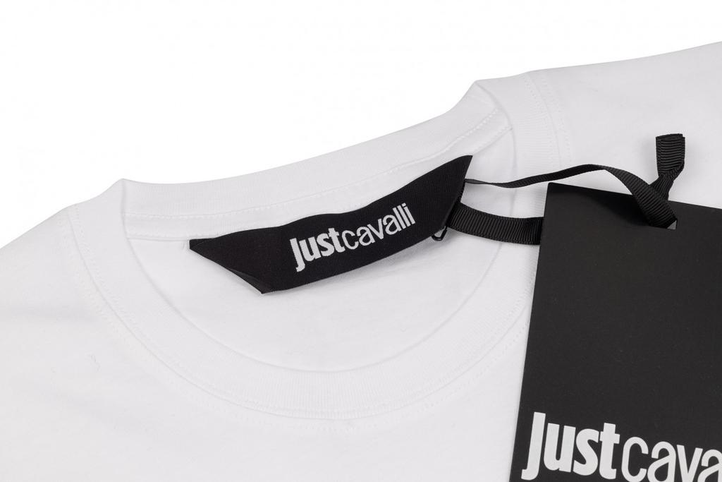 Just cavalli milano men's t-shirt new jacquard label white - Size: L