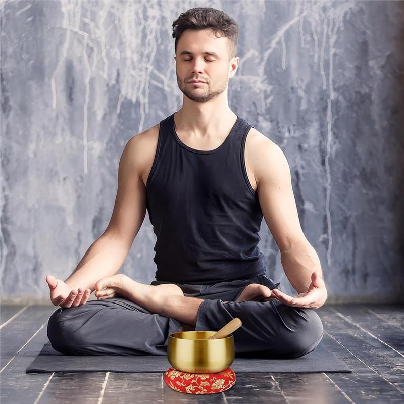 M-Modern-Tibetan Singing Bowl Set-4 Inch Sound Bowl, Wooden Mallet& Cushion Included For Yoga& Chakra Healing, For Stres Relief