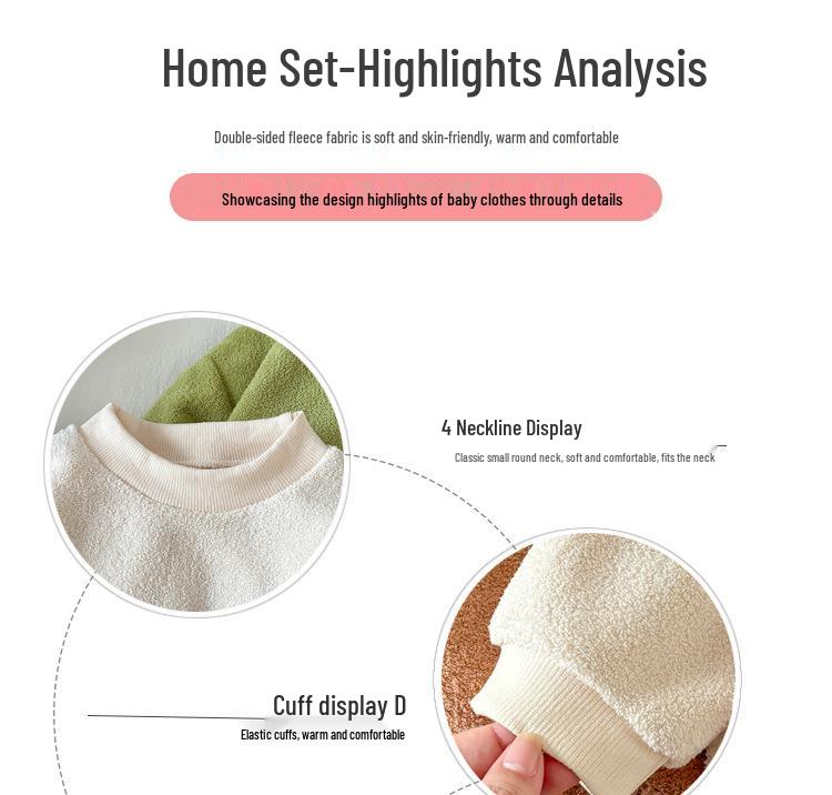 Kids' Korean-Style Velvet Pajama Set for Autumn/Winter - Warm, Double-Sided for Boys & Girls