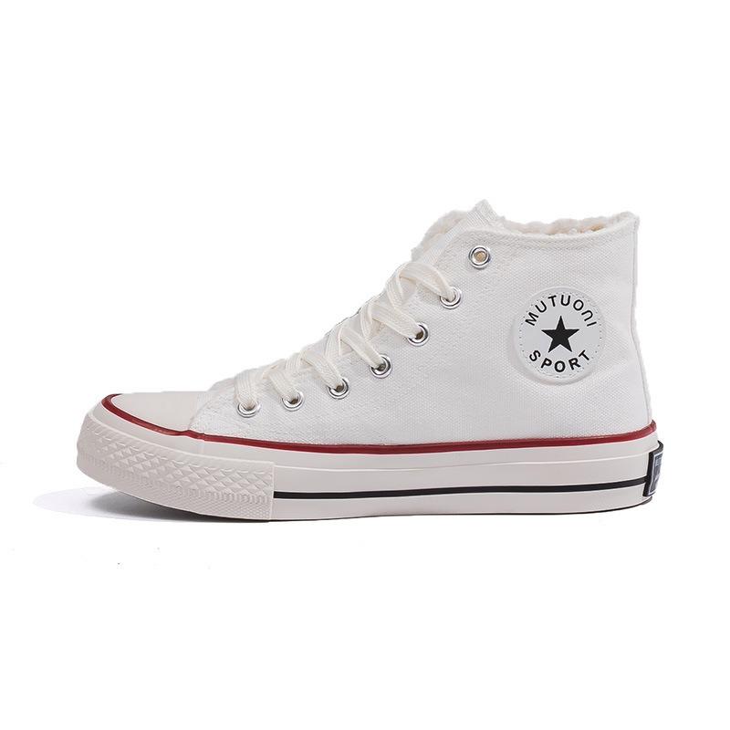 New autumn and winter velvet cotton shoes high-top replica thickened warm couple shoes retro classic canvas shoes