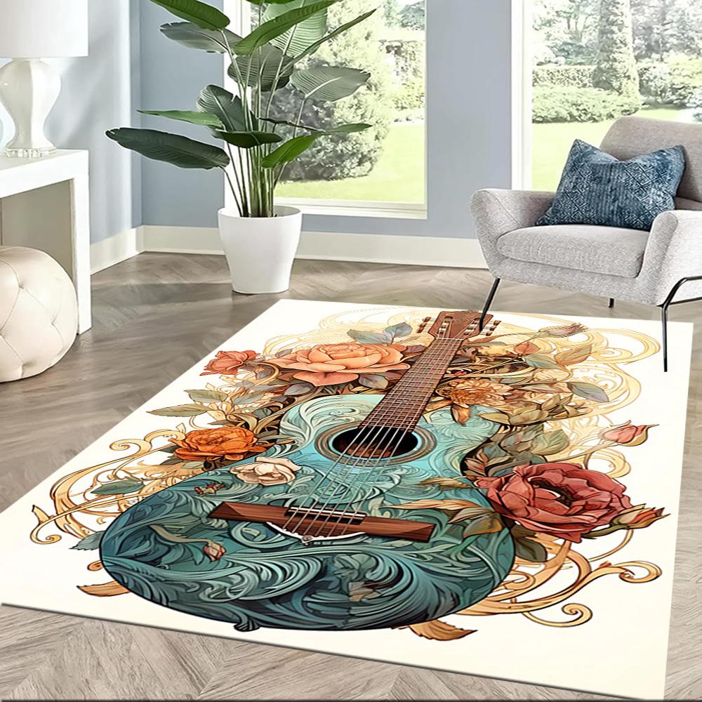 Guitar Art Abstract Floor Mats for Living Room, Bedroom and Room Decoration Are Suitable for Gifts.