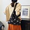 Bow Knitted Women's Eco Korean Foldable Tote Bag Y2K Crochet Rope Sweet Knitting Shoulder Bag