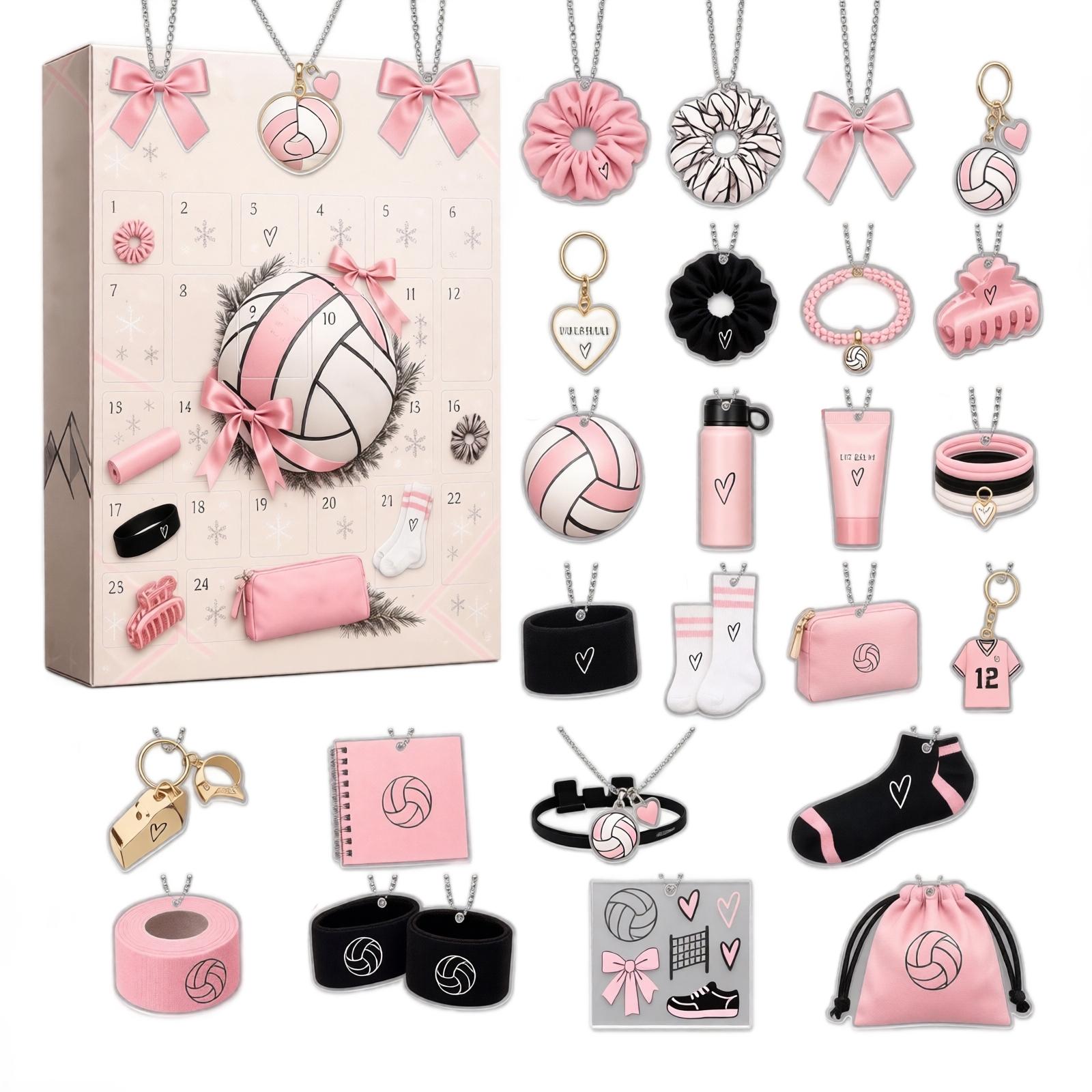 Weihnachts-Adventskalender mit Volleyball-Thema für Feiertagsdekoration und Geschenke One Size white