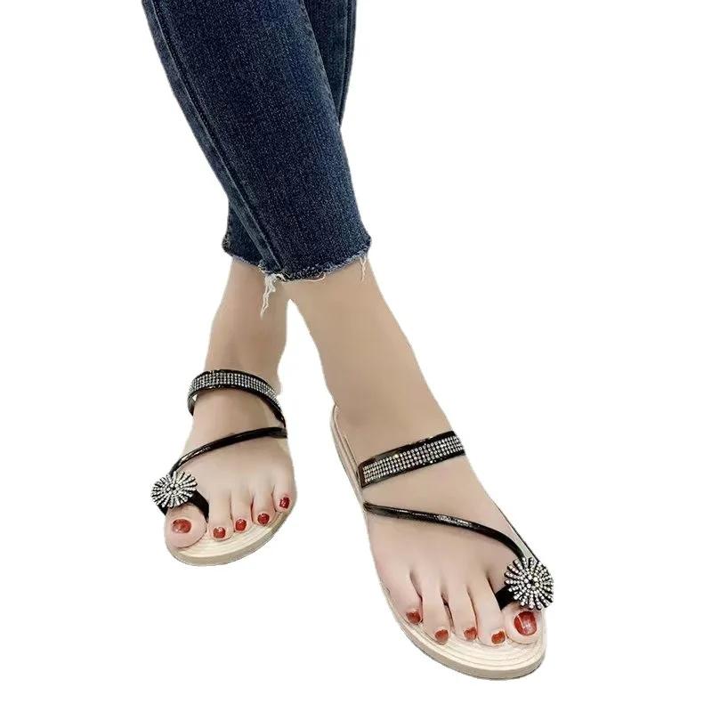 Fashion Sandals Women's Summer New Fashion Beach Sandals Rhinestone Flat Slippers Luxury Sandals Women Designers Designer Shoes