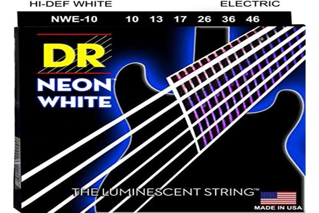 DR NEON Electric Guitar White Strings, Nickel-Plated, Coated, .010-.046, NWE-10