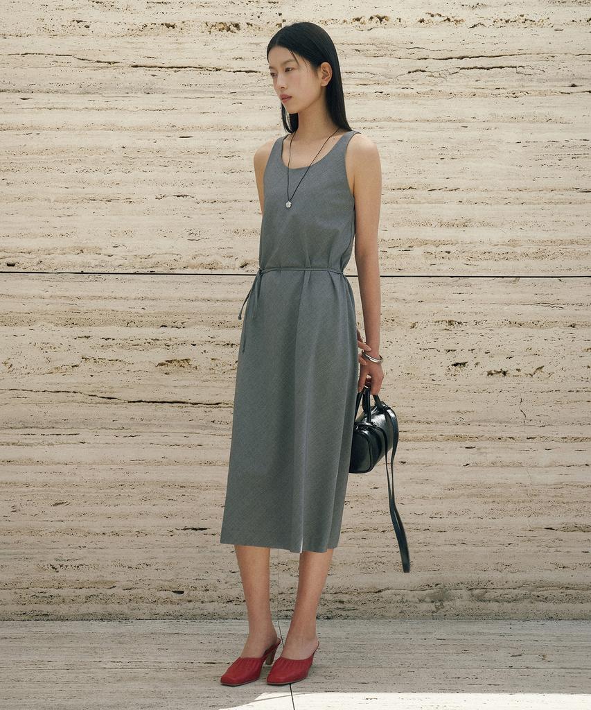 Siyajyu Sia8045 Classic Drape Long Dress_Melange Gray