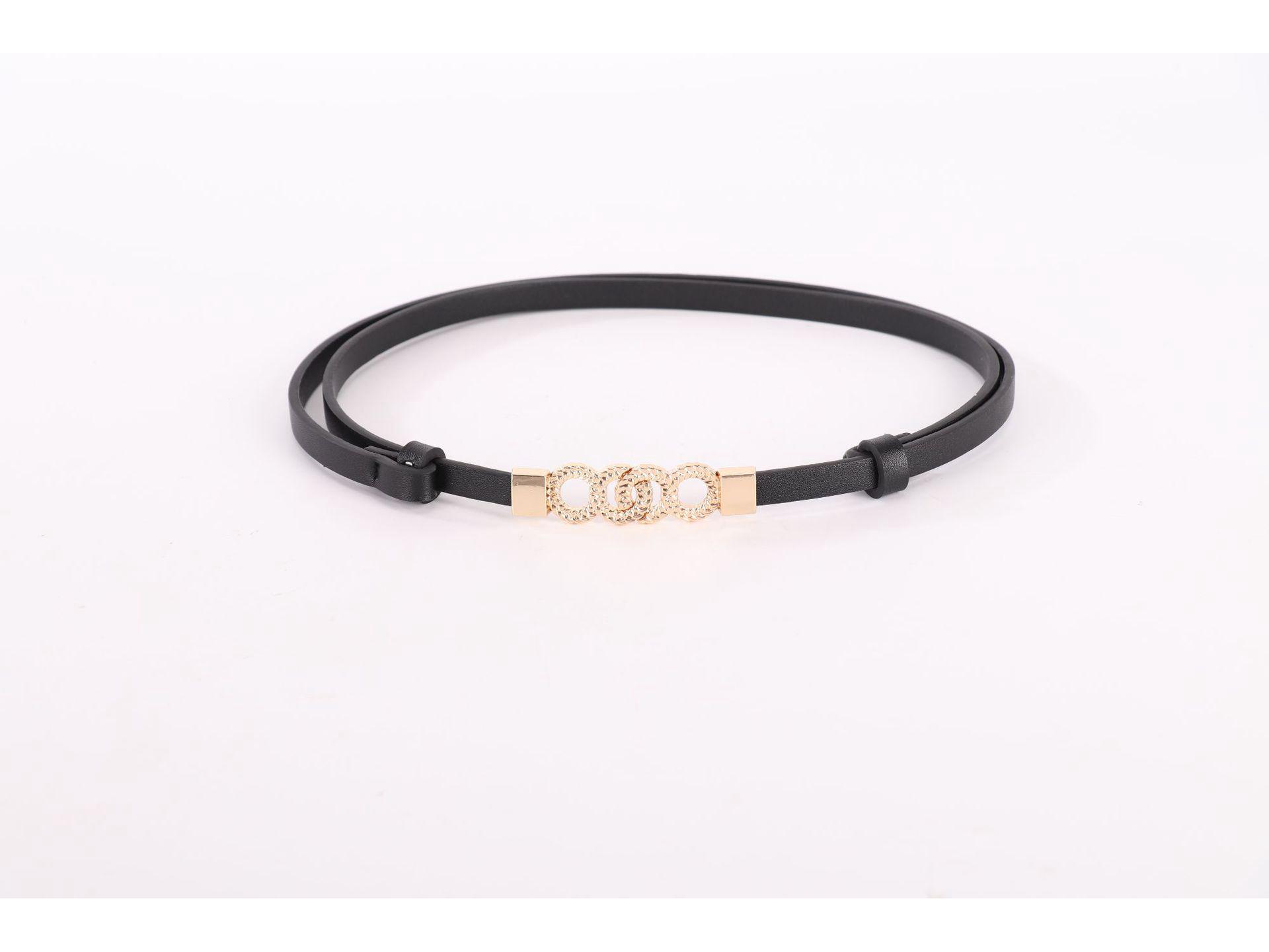 Элегантный многоцветный тонкий ремень с изысканной металлической пряжкой