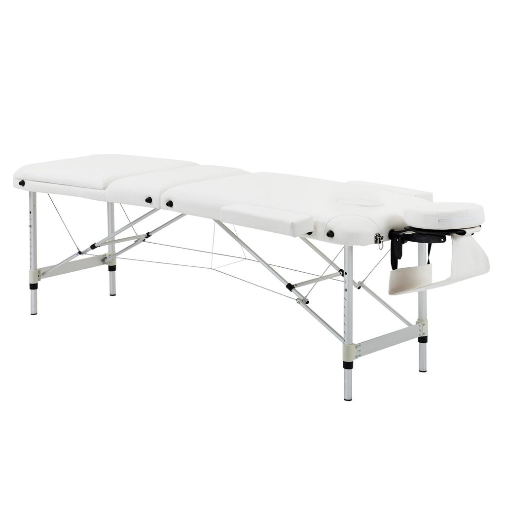 Foldable Massage Bed Portable Table, 3-Section Aluminium Foldable Beauty Couch, Professional Salon Spa Table with Headrest Support and Carry Bag
