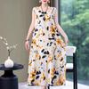 Abito lungo da donna taglie forti Abito estivo casual elegante senza maniche con stampa vintage per donna