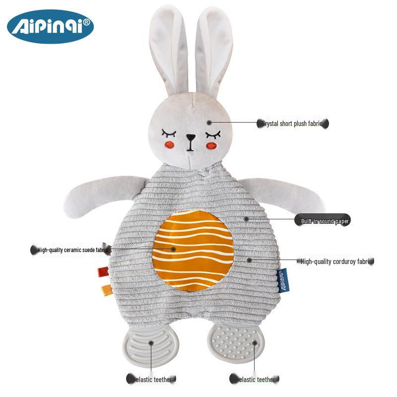 

Детское плюшевое успокаивающее полотенце в скандинавском стиле с прорезывателем и погремушкой 18*28cm