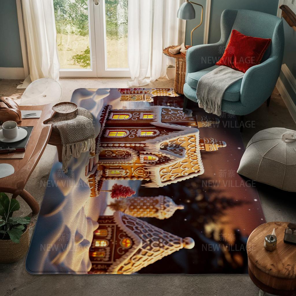 House Entrance Carpet Home Door Mat Living Room Bath Foot Bathroom Non-slip Water Absorption Rugs Bath Merry Christmas Winter